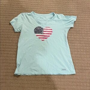 Life Is Good Sky Blue/Green Heart Tee